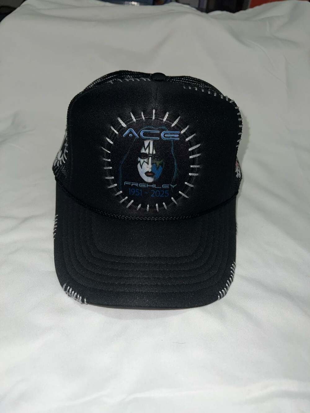 KISS Ace Frehley Tribute 2025 Distressed Trucker Hat  One of a kind